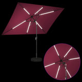 Parasol da giardino con luci LED e base 200 x 300 cm Poliestere