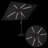 Parasol da giardino con luci LED e base 200 x 300 cm Poliestere