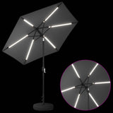 Parasol da giardino con luci LED e base 230 x 230 cm Poliestere