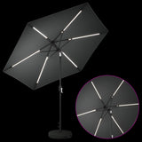 Parasol da giardino con luci LED e base 270 x 270 cm Poliestere