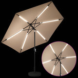 Parasol da giardino con luci LED e base 300 x 300 cm Poliestere