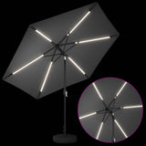 Parasol da giardino con luci LED e base 300 x 300 cm Poliestere