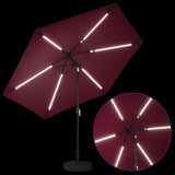 Parasol da giardino con luci LED e base 300 x 300 cm Poliestere