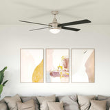 Ventilatore da soffitto con luce e telecomando  130 cm Nero