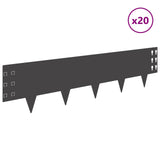 Bordura per Prato 20 pcs 100 x 25 cm Acciaio Nero