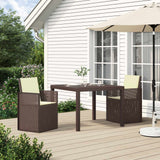 Set da Pranzo per Giardino con cuscino 3 pcs Marrone e Crema PP