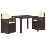 Set da Pranzo per Giardino con cuscino 3 pcs Marrone e Crema PP
