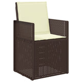 Set da Pranzo per Giardino con cuscino 3 pcs Marrone e Crema PP