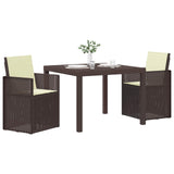 Set da Pranzo per Giardino con cuscino 3 pcs Marrone e Crema PP