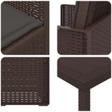 Set da Pranzo per Giardino 3 pcs Marrone e Antracite PP