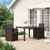 Set da Pranzo per Giardino 3 pcs Marrone e Antracite PP