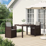 Set da Pranzo per Giardino 3 pcs Marrone e Grigio Chiaro PP