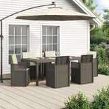 Set da Pranzo per Giardino 7 pcs Grigio chiaro e panna PP