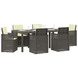 Set da Pranzo per Giardino 7 pcs Grigio chiaro e panna PP