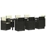 Set da Pranzo per Giardino 9 pcs Antracite e Crema PP