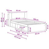 Telaio del letto con storage Rovere Fumo 80 x 200 cm