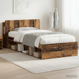 Telaio del letto con storage Legno antico 90 x 190 cm
