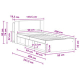 Telaio del letto con storage Rovere Fumo 90 x 200 cm