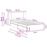Telaio del letto con storage Rovere Fumo 75 x 190 cm