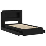 Telaio del letto con storage con cassetto Nero 90 x 190 cm