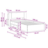 Telaio del letto con storage Sonoma grigio 75 x 190 cm