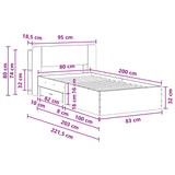 Telaio del letto con storage Sonoma grigio 80 x 200 cm