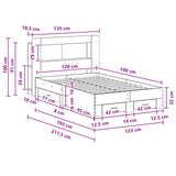 Telaio del letto con storage Rovere Fumo 120 x 190 cm