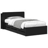 Telaio del letto con storage con testiera Nero 75 x 190 cm