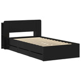 Telaio del letto con storage con testiera Nero 75 x 190 cm