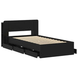 Telaio del letto con storage con testiera Nero 75 x 190 cm