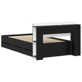 Telaio del letto con storage con testiera Nero 75 x 190 cm