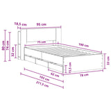 Telaio del letto con storage con testiera Nero 75 x 190 cm