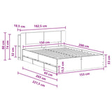 Telaio del letto con storage Grigio Cemento 150 x 200 cm
