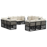 Set Divano da Giardino 12 pcs Nero polyrattan
