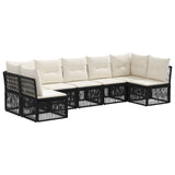 Set Divano da Giardino 7 pcs Nero polyrattan