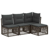 Set Divano da Giardino 4 pcs Grigio polyrattan
