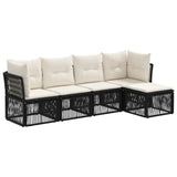 Set Divano da Giardino 5 pcs Nero polyrattan