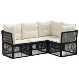 Set Divano da Giardino 4 pcs Nero polyrattan