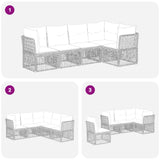Set Divano da Giardino 5 pcs Nero polyrattan