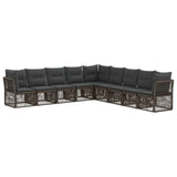 Set Divano da Giardino 9 pcs Grigio polyrattan