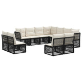 Set Divano da Giardino 11 pcs Nero polyrattan