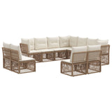 Set Divano da Giardino 11 pcs Beige polyrattan
