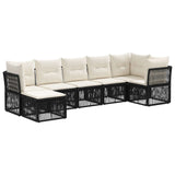 Set Divano da Giardino 7 pcs Nero polyrattan