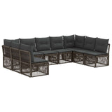 Set Divano da Giardino 9 pcs Grigio polyrattan