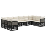 Set Divano da Giardino 10 pcs Nero polyrattan