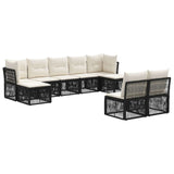Set Divano da Giardino 9 pcs Nero polyrattan