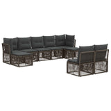 Set Divano da Giardino 9 pcs Grigio polyrattan