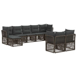 Set Divano da Giardino 9 pcs Grigio polyrattan