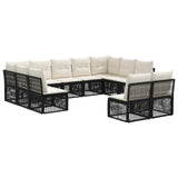 Set Divano da Giardino 11 pcs Nero polyrattan