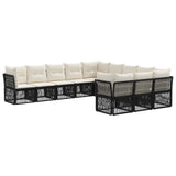 Set Divano da Giardino 11 pcs Nero polyrattan